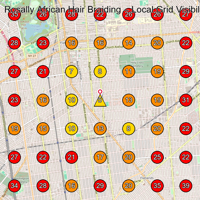 Rosally African Hair Braiding GeoGrid visibility map for Hair Salon in Brooklyn